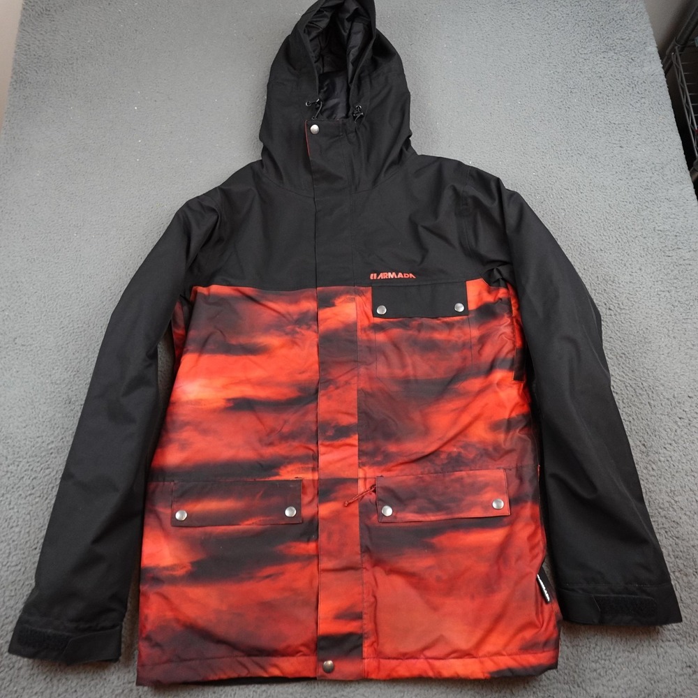 Armada Jacket Mens Medium Red Black Hooded Insulated Ski Snowboard Waterproof